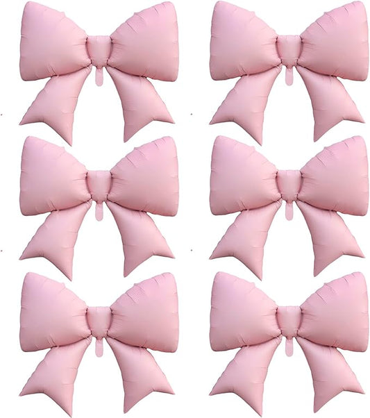 FBQ Giant Pink Bow Foil Balloons Bow Themed Girl Birthday Anniversary Engagement Party Decorations Supplies(6 Pcs）