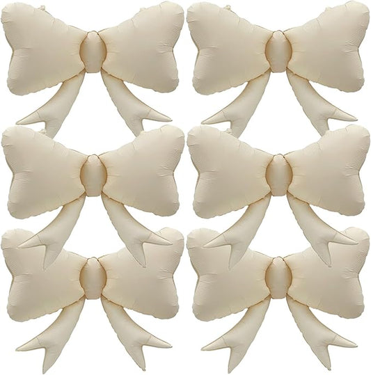 FBQ 6 Pcs White Bow Balloon Bow Theme Party Baby Shower Birthday Party Girls Kids Foil Balloon Decoration Supplies