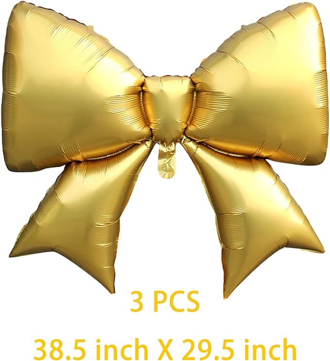 FBQ 3 Pcs Gold Bow Balloons Giant Foil Balloon Bow Theme Wedding Party Girl Birthday Decoration Supplies