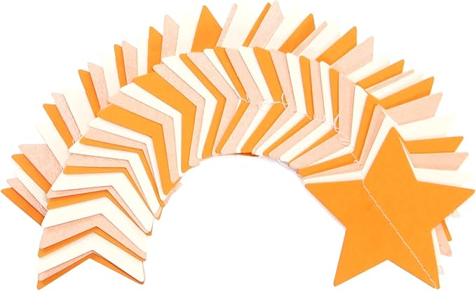 Orange-Beige Peach Party-Decorations Star Garland - 52ft Boho Fall Autumn Streamers Hanging Banner,Thanksgiving Harvest Twinkle Twinkle Little Star Baby Bridal Shower Wedding Engagement Decor Hugtmr