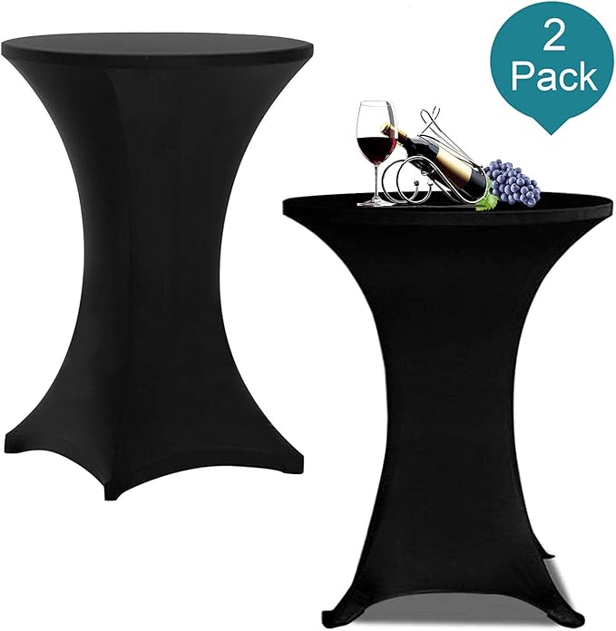 RELIANCER 2 Pack Cocktail Table Covers,36"x43" Fitted Spandex Tablecloth,Stretch Round Highboy Tables Cover,Elastic High Top Table Cloths for Outdoor Party,Wedding,Bar,Birthday,Banquet,Trade Show