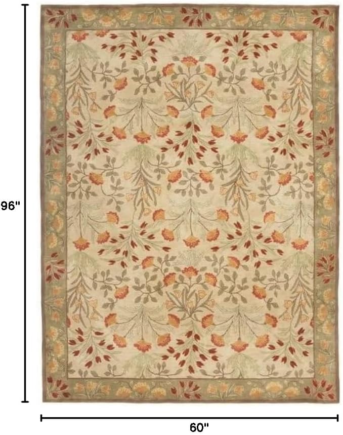 Old Hand Made Floral Bleige Tulips Traditional Persian Oriental Woolen Area Rugs 10' x 14'
