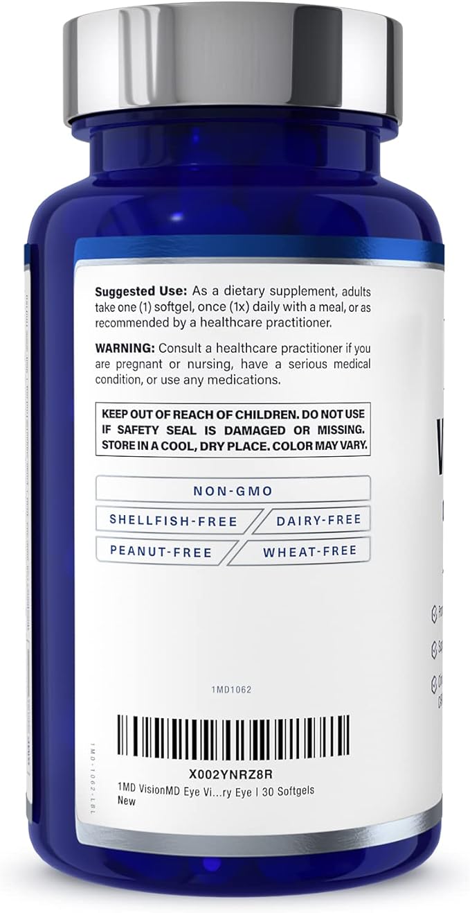 1MD Nutrition VisionMD Eye Vitamin CARMIS - with Lutein & Zeaxanthin | Supports Vision Health, Everyday Eye Strain, & Occasional Dry Eye | 90 Softgels (3-Pack)