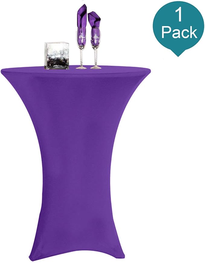 RELIANCER 1 Pack Cocktail Table Covers,32"x43" Fitted Spandex Tablecloth,Stretch Round Highboy Tables Cover,Elastic High Top Table Cloths for Outdoor Party,Wedding,Bar,Birthday,Banquet,Trade Show