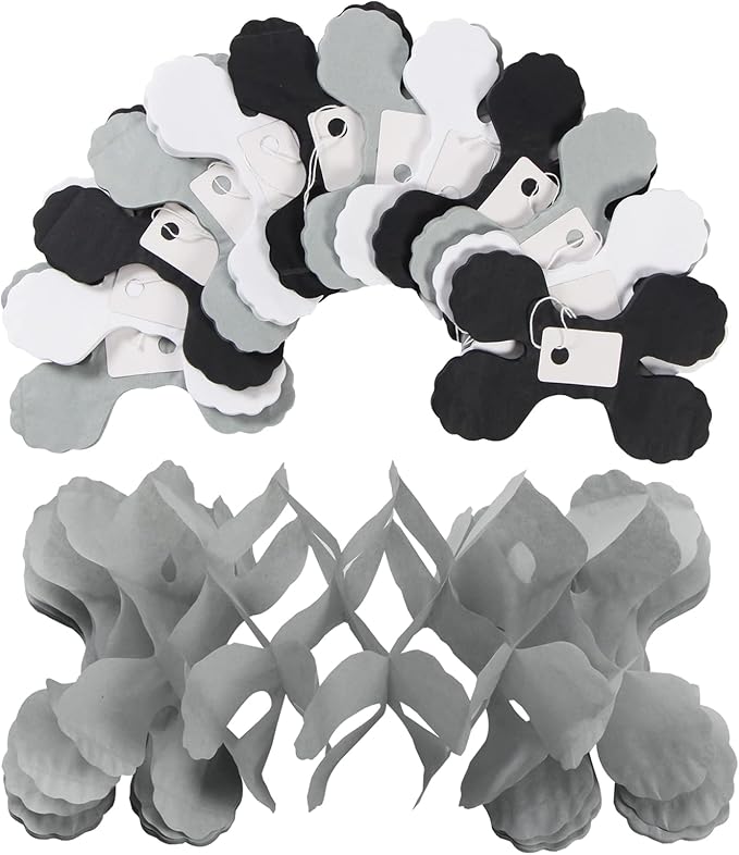 Black White-Silver Party-Decorations Streamers Garland - 157Ft Graduation Four-Leaf Clover Hanging Banner,Men Boys Birthday Engagement Wedding Baby Bridal Shower New Years Supplies Decor Hugtmr