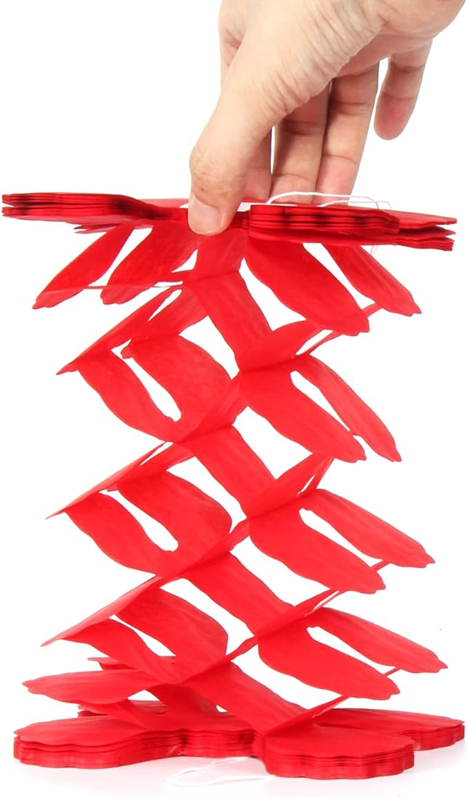 Red-Black Gold Party-Decorations Streamers Garland - 12pcs Casino-Theme Graduation 2025 4-Leaf Clover Paper Streamer,Game Night Wedding Birthday Baby Bridal Shower Banners Decor Ouruola