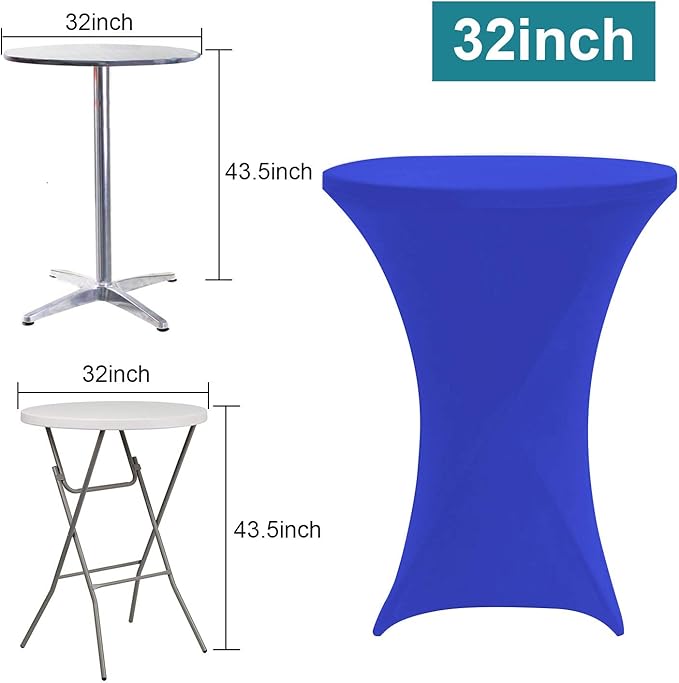 RELIANCER 1 Pack Cocktail Table Covers,32"x43" Fitted Spandex Tablecloth,Stretch Round Highboy Tables Cover,Elastic High Top Table Cloths for Outdoor Party,Wedding,Bar,Birthday,Banquet,Trade Show