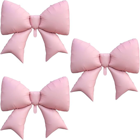 FBQ 3 Pcs Giant Pink Bow Foil Balloons Bow Themed Birthday Party Bachelorette Party Girls Boy Party Decorations