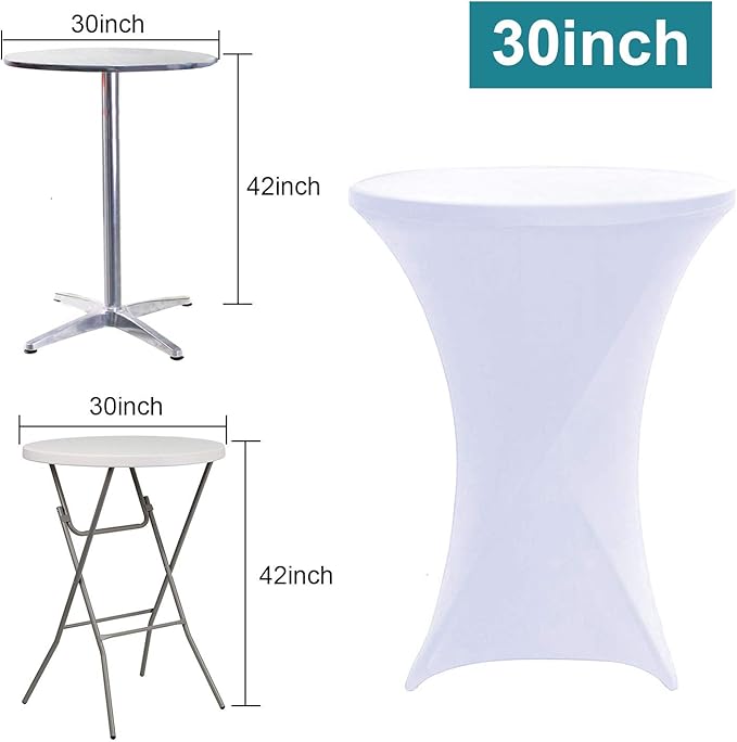 RELIANCER 1 Pack Cocktail Table Covers,30"x42" Fitted Spandex Tablecloth,Stretch Round Highboy Tables Cover,Elastic High Top Table Cloths for Outdoor Party,Wedding,Bar,Birthday,Banquet,Trade Show
