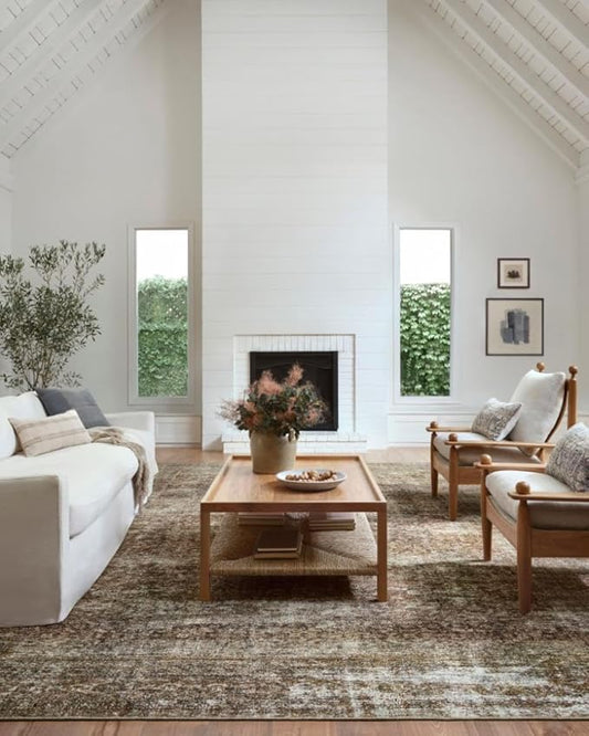 Loloi Amber Lewis Billie Collection, Tobacco & Rust 8'-6" x 11'-6" Area Rug – Antique & Distressed Accent Rugs for Living Room, Bedroom, Entryway & Hallway, No Shed High Traffic Area Home Decor Rug