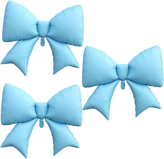FBQ 3 Pcs Giant Blue Bow Balloons Foil Balloon Bow Theme Wedding Party Girl Birthday Celebration Decoration Supplies