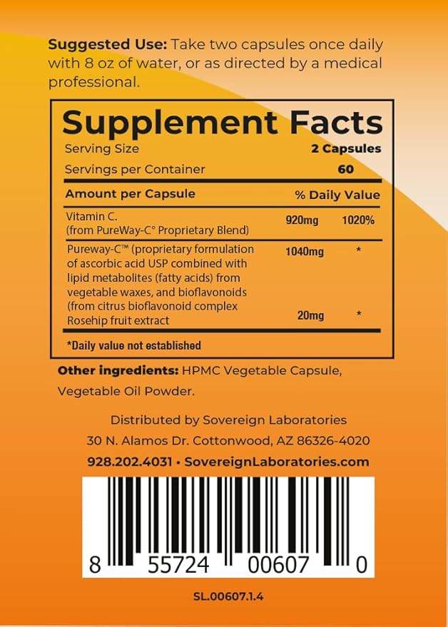 Vital C-LD - Enhanced Liposomal Vitamin C - 530mg Capsules - 120 Count