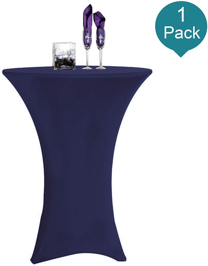 RELIANCER 1 Pack Cocktail Table Covers,36"x43" Fitted Spandex Tablecloth,Stretch Round Highboy Tables Cover,Elastic High Top Table Cloths for Outdoor Party,Wedding,Bar,Birthday,Banquet,Trade Show