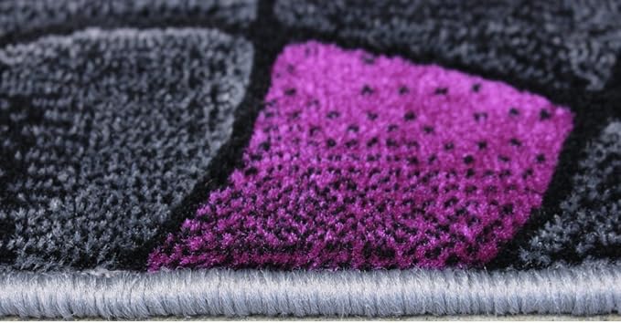 Masada Rugs, Modern Contemporary Area Rug Mat, Purple Grey Black (2 Feet X 3 Feet) Mat