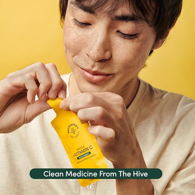 Propolis Liposomal Vitamin C by Beekeeper's Naturals, 1000mg Vitamin C, Propolis & Organic Honey, Supercharged Immune Support & Increased Bioavailibity for Max Absorption, 30 Ct