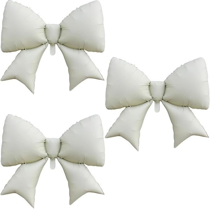 FBQ 3 Pcs Giant White Bow Foil Balloons Bow Themed Birthday Party Anniversary Bachelorette Party Girls Boy Party Decorations Supplies