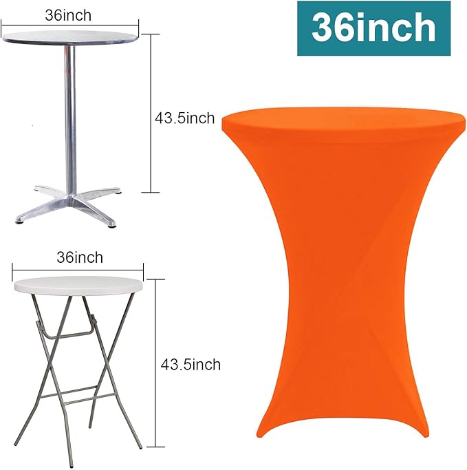 RELIANCER 1 Pack Cocktail Table Covers,36"x43" Fitted Spandex Tablecloth,Stretch Round Highboy Tables Cover,Elastic High Top Table Cloths for Outdoor Party,Wedding,Bar,Birthday,Banquet,Trade Show