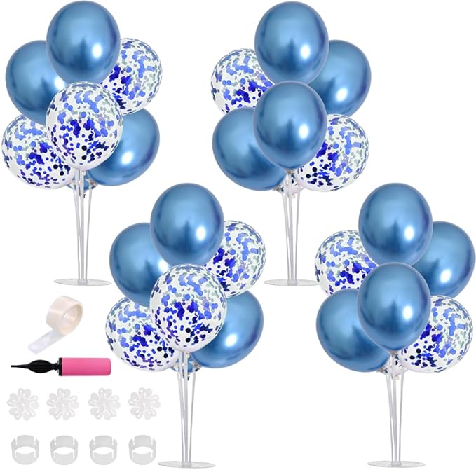 TONIFUL Blue Balloon Stand Centerpiece Table Decoration for Blue Party Decorations,Father's Day,Birthday Decorations,Men's Birthday,Balloon Arch Stand Class of 2025 Graduation (4 set)