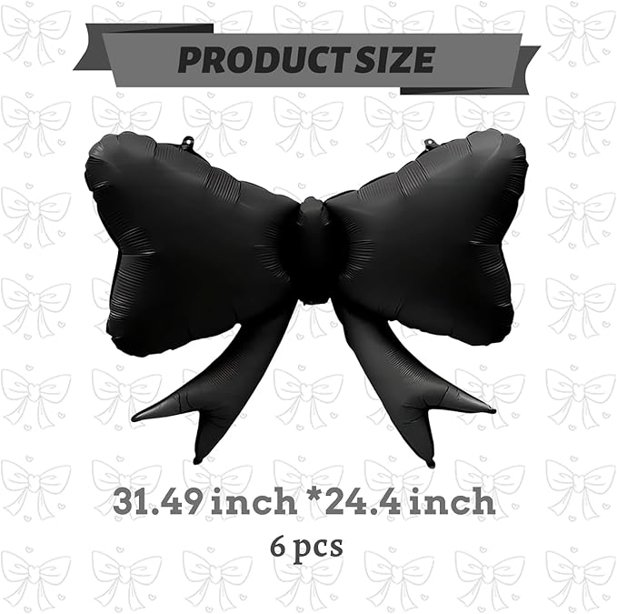FBQ 6 Pcs Giant Black Bow Balloons Bow Theme Baby Shower Birthday Party Girls Boys Decorations Supplies