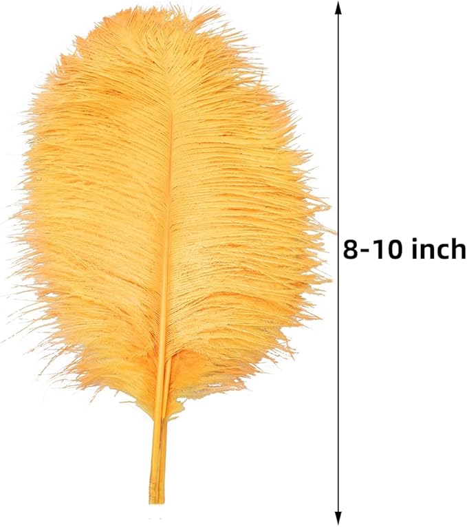 Ballinger Big Gold Ostrich Feathers - 24Pcs 8-10inch Feathers for Crafts,Party Centerpieces Mardi Gras and Home Decor