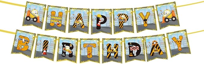 Construction Vehicle Paper Plates Set,162 Pcs Paper Plates Napkins Cups Tablecloth Knives Fork Spoon Papers Banner and Straws for Party Supplies Serves 20 Guests (Boys)