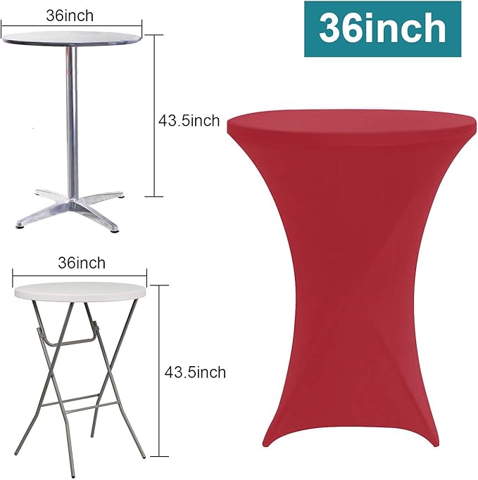 RELIANCER 1 Pack Cocktail Table Covers,36"x43" Fitted Spandex Tablecloth,Stretch Round Highboy Tables Cover,Elastic High Top Table Cloths for Outdoor Party,Wedding,Bar,Birthday,Banquet,Trade Show
