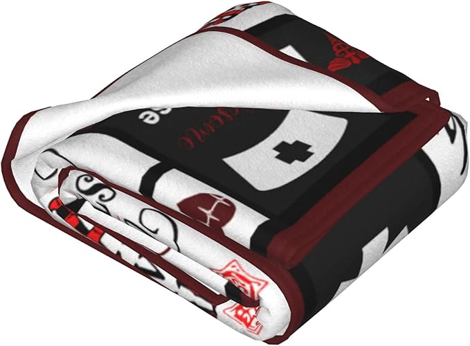 Nurse Gifts Nursing Throw Blanket Cozy Fleece Flannel Bedding LPN Rn Stuff Gifts for Women Female Girls Lover Adult Plush for Couch Sofa Bed Decor 60"X50"