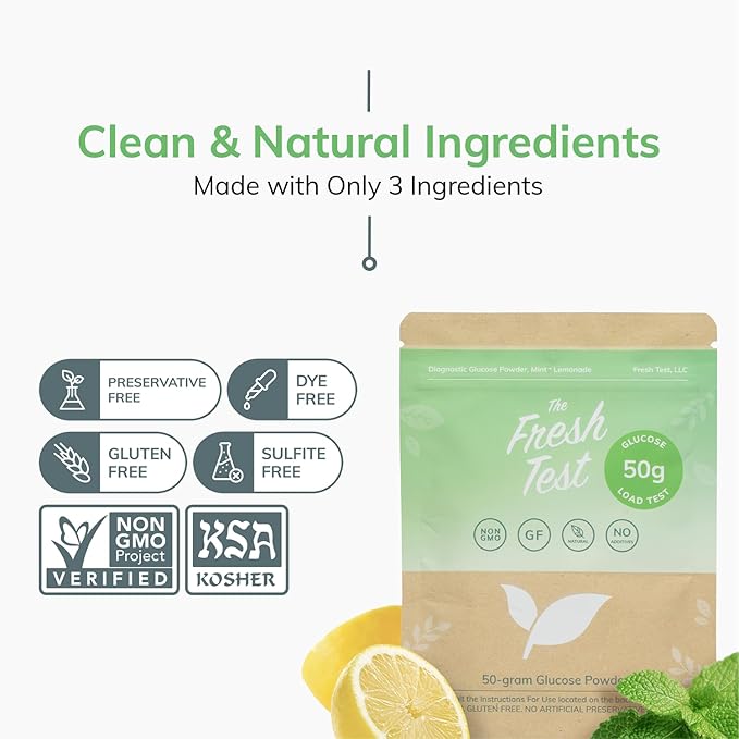 The Fresh Test, 50-gram Powder Drink Mix | Additive-Free, Non-GMO, Organic Ingredients | Mint Lemonade