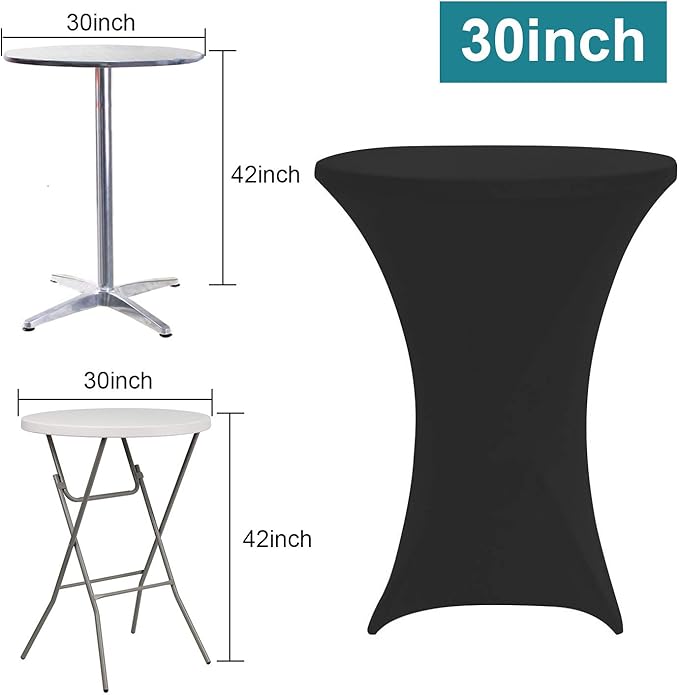 RELIANCER 1 Pack Cocktail Table Covers,30"x42" Fitted Spandex Tablecloth,Stretch Round Highboy Tables Cover,Elastic High Top Table Cloths for Outdoor Party,Wedding,Bar,Birthday,Banquet,Trade Show