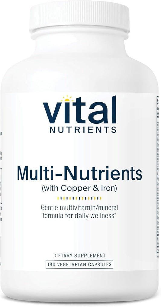 Vital Nutrients Multi-Nutrients 4 | Citrate/Malate Formula (with Copper and Iron) | Multi Vitamin/Mineral Formula with Potent Antioxidants | Bioavailable Form | Non-GMO | 180 Capsules
