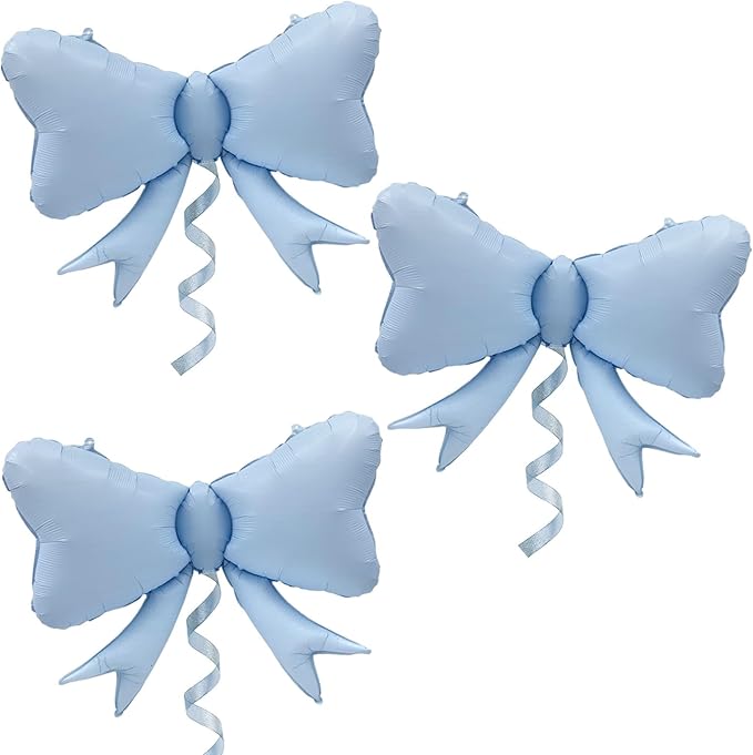 3 Pcs Bow Big Balloon Macaron Blue Bow Theme Birthday Party Baby Shower Girl Party Decoration Suppli