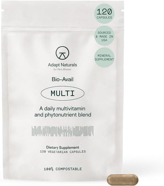 Adapt Naturals Multivitamin for Women & Men, Bioavailable Easy-to-Absorb Multivitamin Daily Supplement with Biotin, Niacin, Vitamin A, B, C, D, E, K1, Zinc, Magnesium - Immune Support - 30 Day Supply