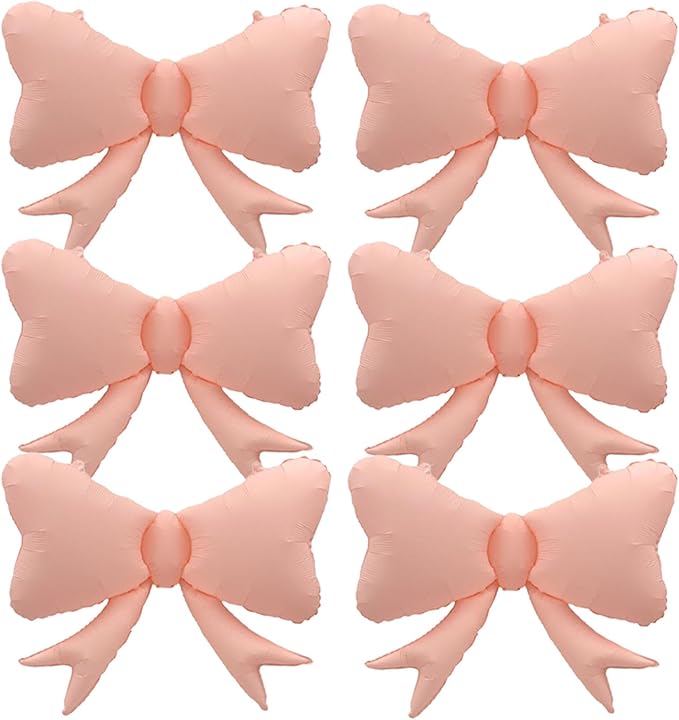 FBQ 6 Pcs Bow Big Balloon Macaron Foil Balloon Bow Themed Kids Party Wedding Party Decoration