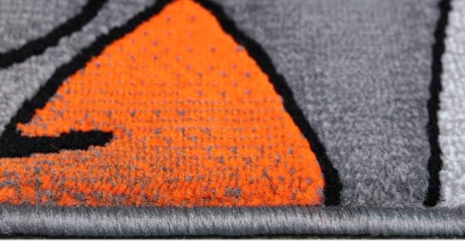 Masada Rugs, Modern Contemporary Area Rug Mat, Orange Grey Black (2 Feet X 3 Feet) Mat