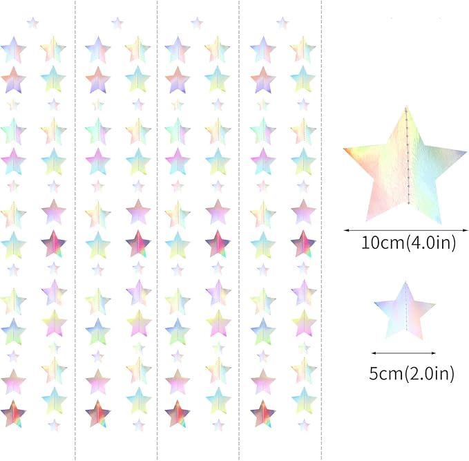 Iridescent Disco-Holographic Party-Decorations Christmas Garland - 62ft Twinkle Little Star Streamers Hanging Banner,Wedding Birthday Bachelorette Baby Bridal Shower Decor Hugtmr