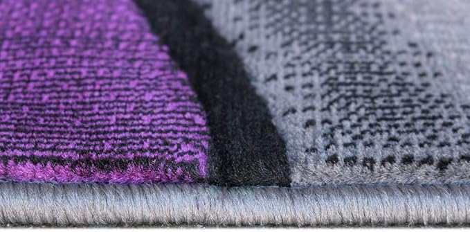 Masada Rugs, Modern Contemporary Area Rug, Purple Grey Black (5 Feet X 7 Feet)