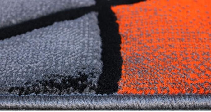 Masada Rugs, Modern Contemporary Area Rug, Orange Grey Black (8 Feet X 10 Feet)