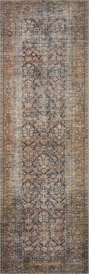 Loloi Amber Lewis Billie Collection, Ink & Salmon 5'-0" x 7'-6" Area Rug – Antique & Distressed Accent Rugs for Living Room, Bedroom, Entryway & Hallway, No Shed High Traffic Area Home Decor Rug