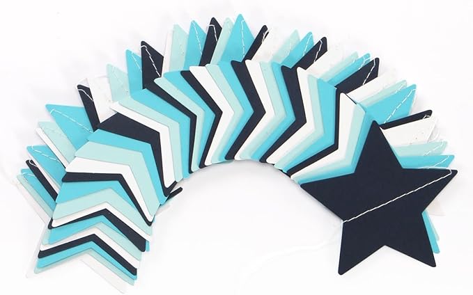 Light-Royal Navy-Blue White Party-Decorations Garland - 62ft Twinkle Little Star Hanging Streamers Banner,Bachelorette Bridal Wedding Birthday Baby Shower Decor Hugtmr