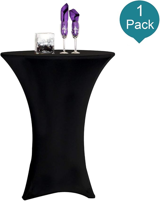 RELIANCER 1 Pack Cocktail Table Covers,36"x43" Fitted Spandex Tablecloth,Stretch Round Highboy Tables Cover,Elastic High Top Table Cloths for Outdoor Party,Wedding,Bar,Birthday,Banquet,Trade Show