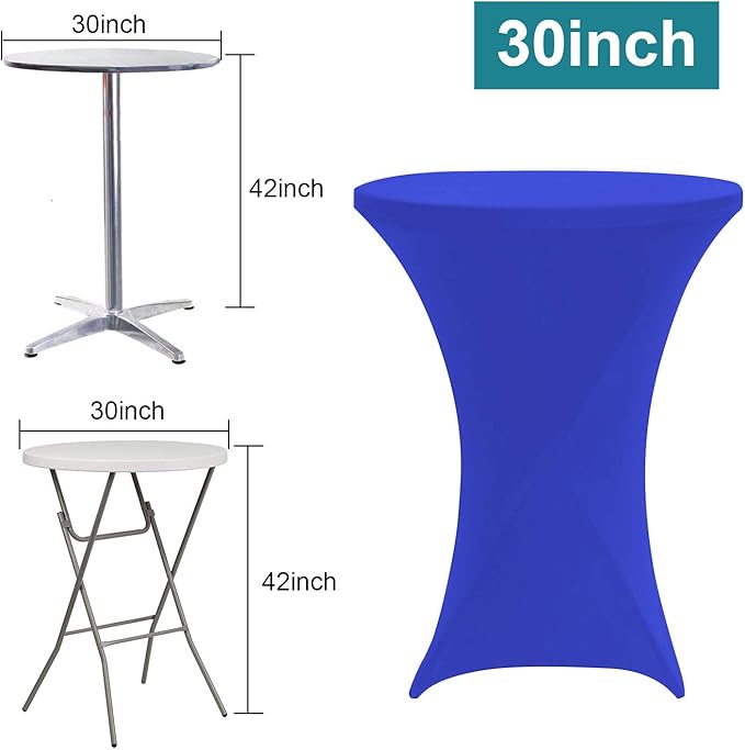 RELIANCER 1 Pack Cocktail Table Covers,30"x42" Fitted Spandex Tablecloth,Stretch Round Highboy Tables Cover,Elastic High Top Table Cloths for Outdoor Party,Wedding,Bar,Birthday,Banquet,Trade Show