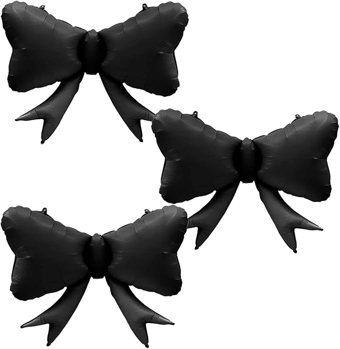 FBQ 3 Pcs Black Bow Balloon Bow Theme Party Baby Shower Birthday Party Girls Kids Foil Balloon Decoration Supplies