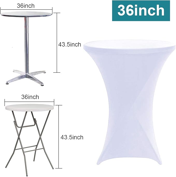 RELIANCER 2 Pack Cocktail Table Covers,36"x43" Fitted Spandex Tablecloth,Stretch Round Highboy Tables Cover,Elastic High Top Table Cloths for Outdoor Party,Wedding,Bar,Birthday,Banquet,Trade Show