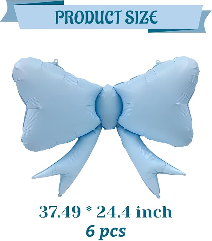 FBQ 6 Pcs Bow Balloon Macaron Blue Bow Theme Birthday Theme Baby Shower Girls Boy Party Decoration Supplies