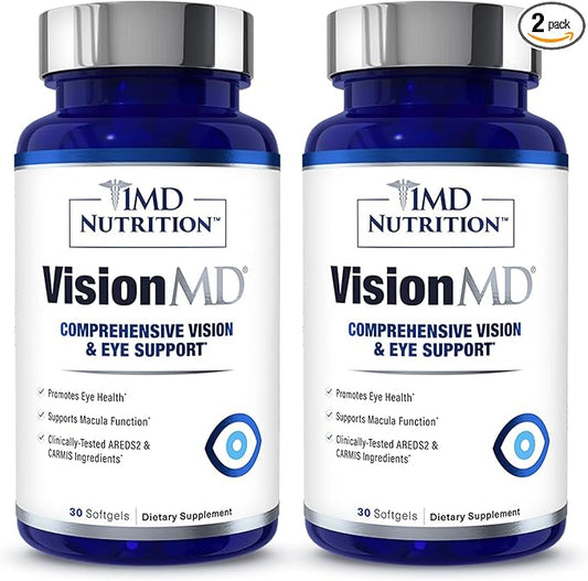 1MD Nutrition VisionMD Eye Vitamin CARMIS - with Lutein & Zeaxanthin | Supports Vision Health, Everyday Eye Strain, & Occasional Dry Eye | 60 Softgels (2-Pack)