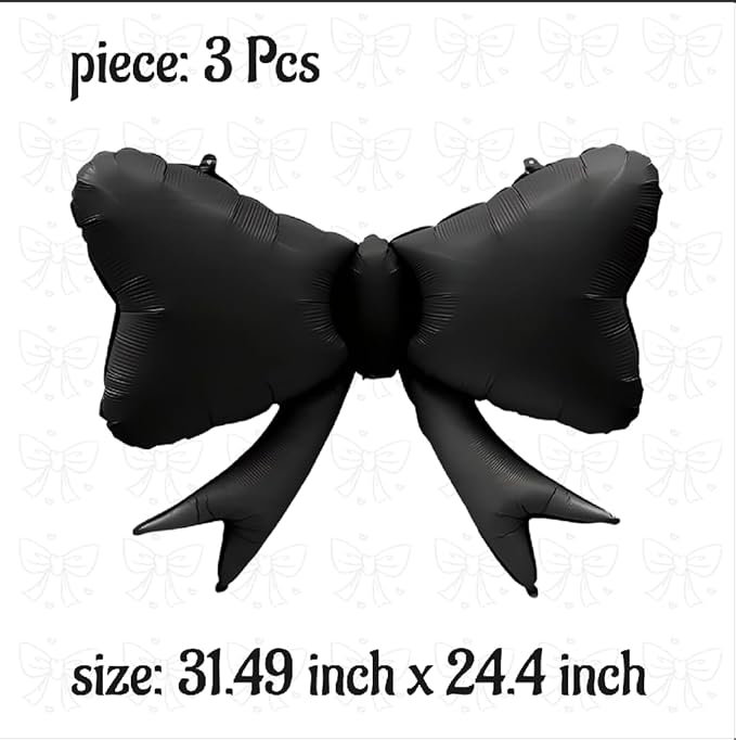 FBQ 3 Pcs Black Bow Balloon Bow Theme Party Baby Shower Birthday Party Girls Kids Foil Balloon Decoration Supplies