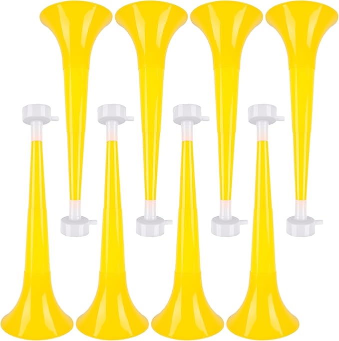 8 Pcs 10.24 Inch Collapsible Stadium Horn Plastic Vuvuzela Trumpet Horn Loud Sound Noise Maker for Sporting Events Graduation Games School Sports Party Supplies (Color Set 4)