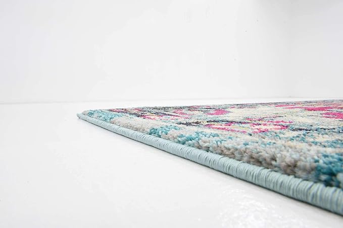 Unique Loom Medici Collection Floral Medallion Traditional Vintage Light Blue Area Rug (7' 0 x 10' 0)