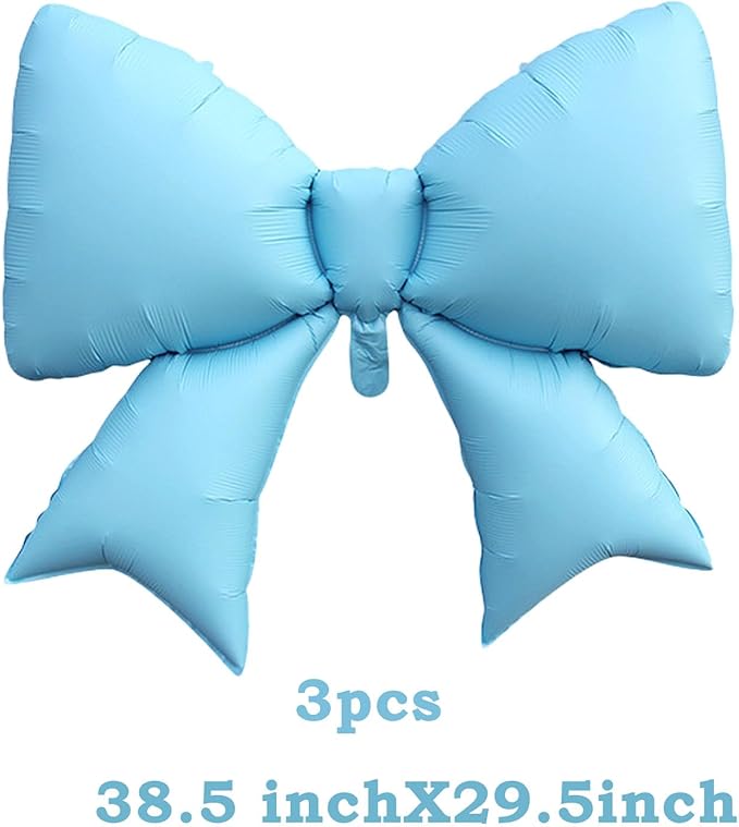 FBQ 3 Pcs Giant Blue Bow Balloons Foil Balloon Bow Theme Wedding Party Girl Birthday Celebration Decoration Supplies