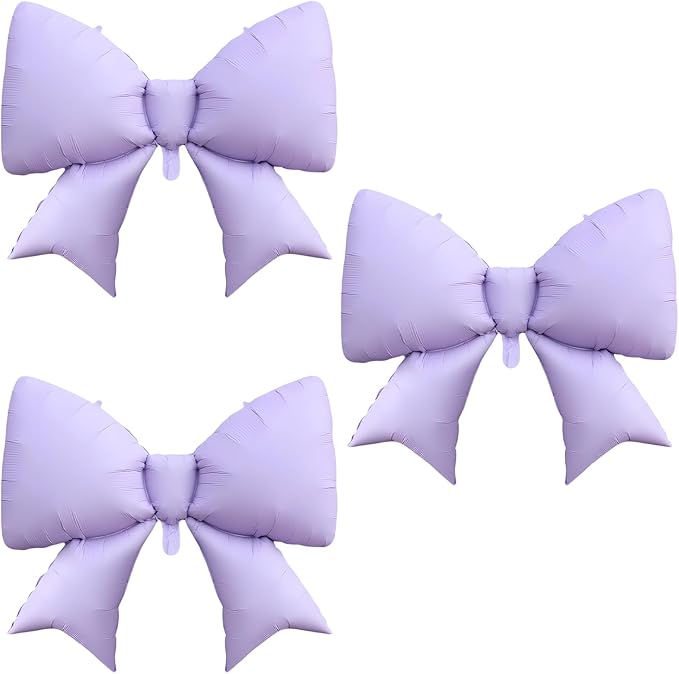 FBQ 3 Pcs Bow Balloon Purple Birthday Theme Butterfly Theme Baby Shower Girls Boy Party Decoration Supplies